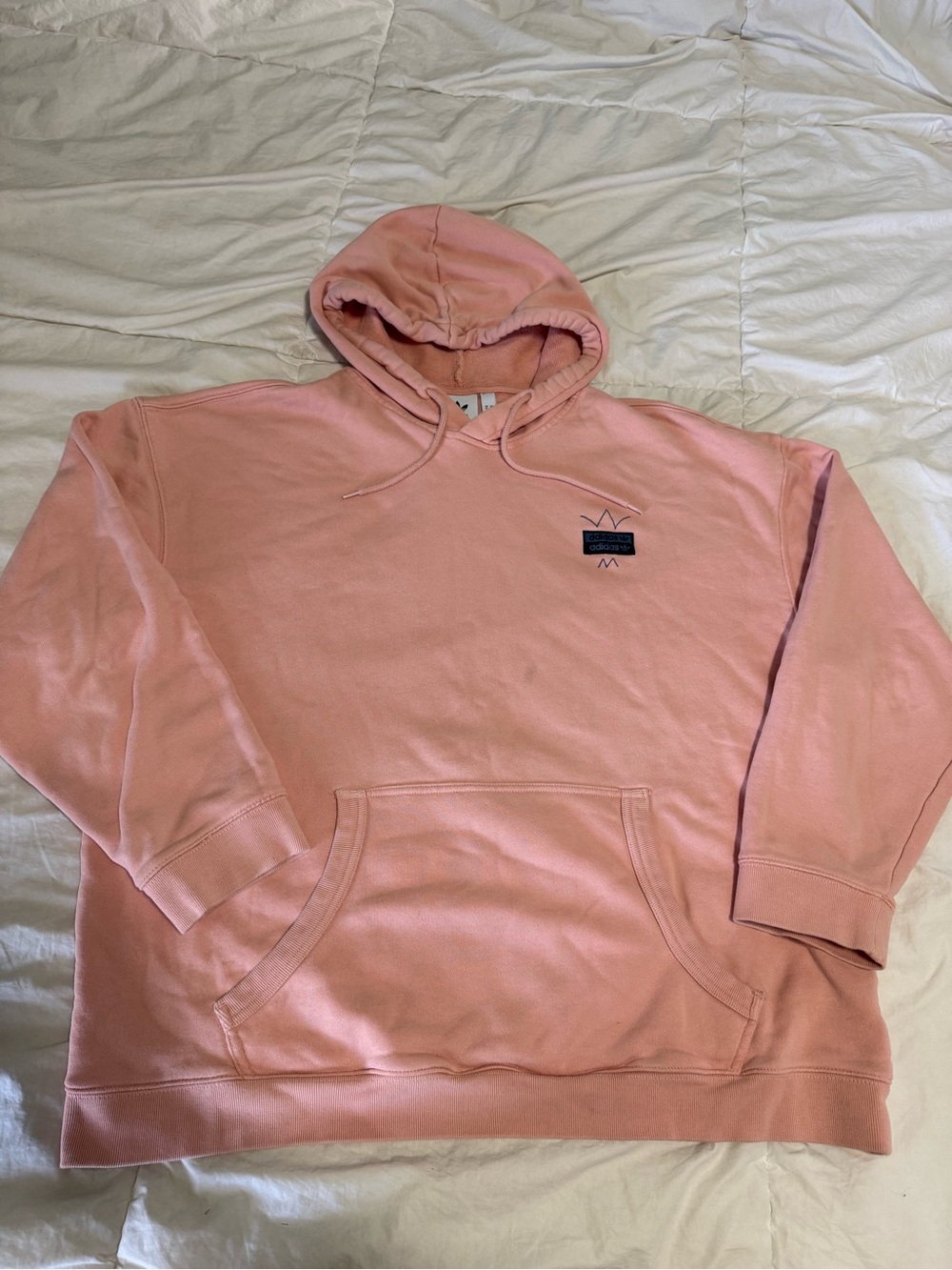 adidas Men's Light Pink Pullover Hoodie with Subtle Logo
